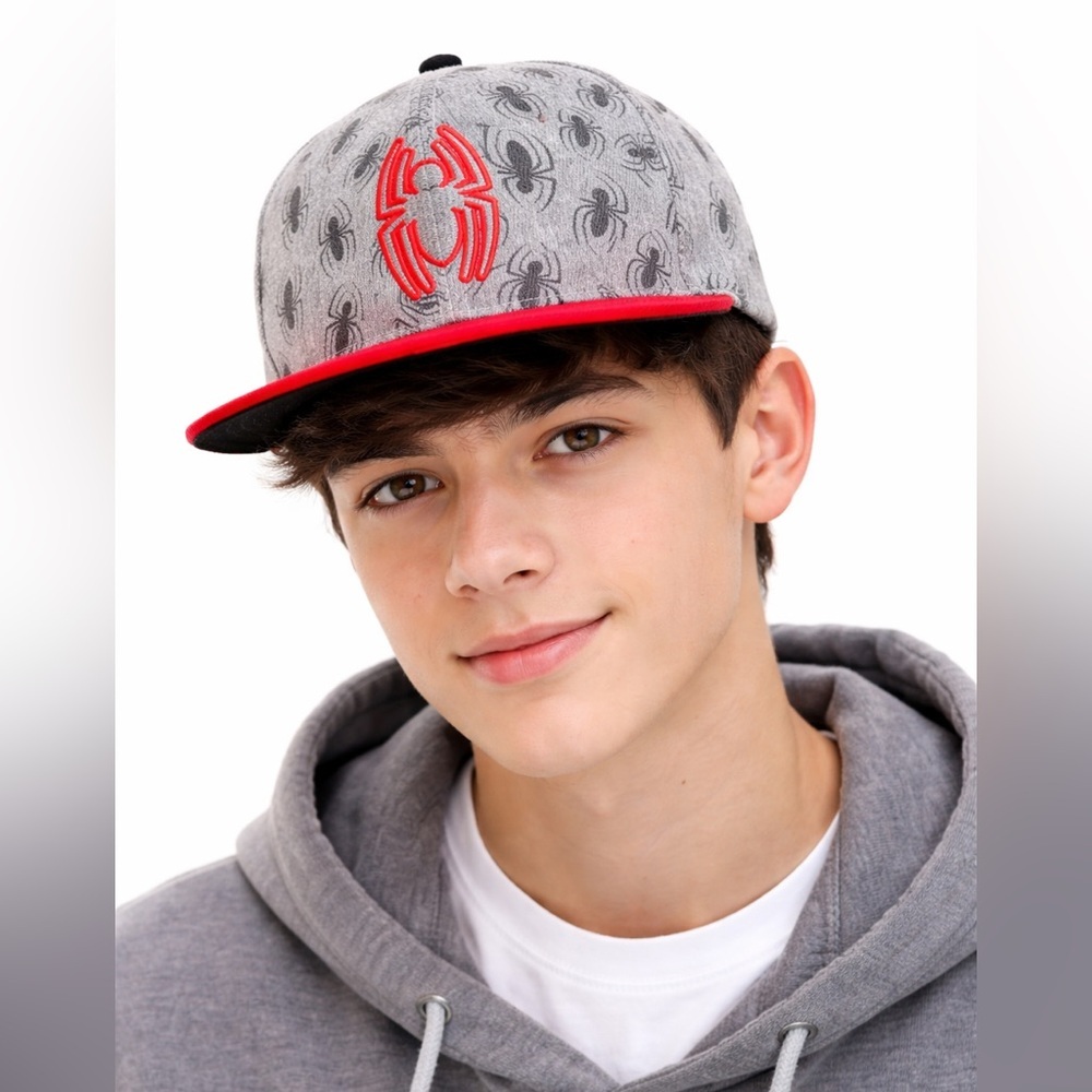 Marvel Snap Back Spider
Man Baseball Hat Gray And Red With Spider-Man Logo